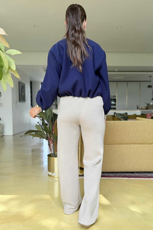 Made in Italy Beluga Soft Crop Bomber Jacket French Navy /15 =